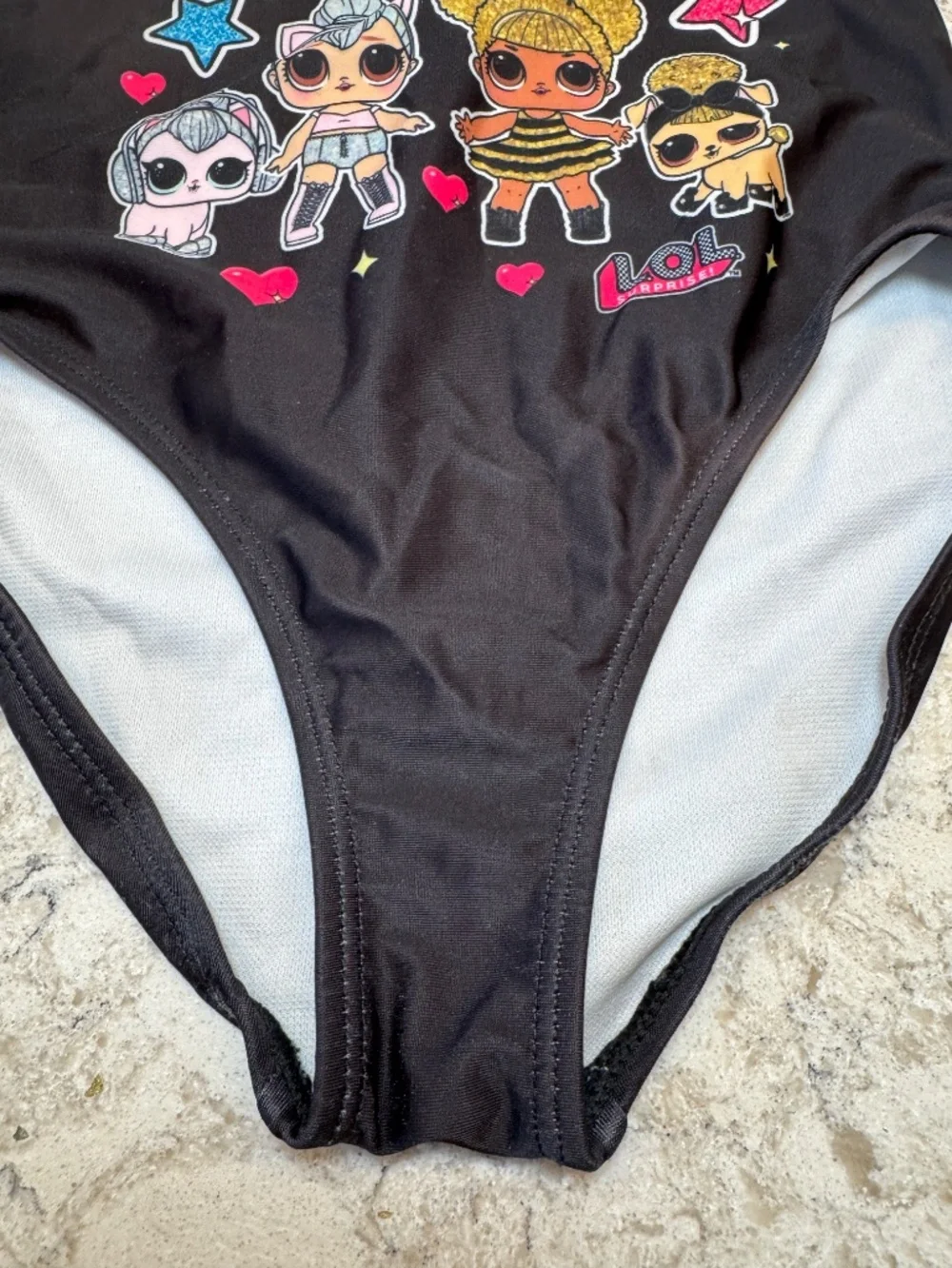 Girls LOL surprise one piece‎ swimsuit black pink & blue Size Small